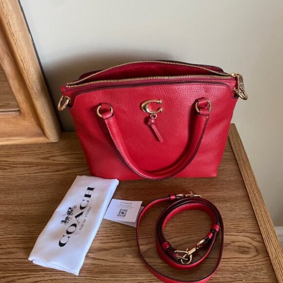 Coach Remi Satchel Pink Pebbled Leather Crossbody Shoulder Handbag 1317 - Picture 3 of 4